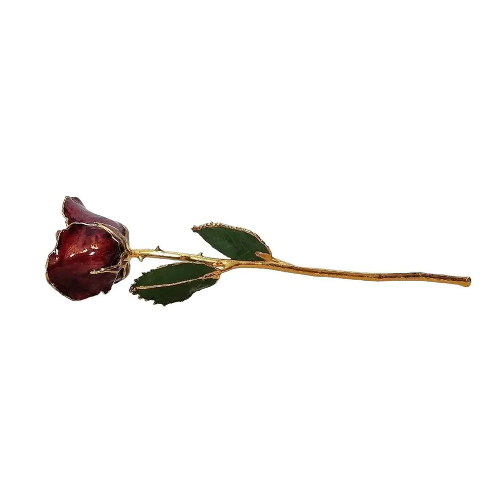 Forever Rose 24K Gold Plated Timeless Handcrafted Single Red Rose - Picture 8 of 8